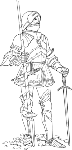 Knight With Two Swords  Coloring Page